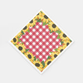 Rustikale Rote Gingham & Sonnenblumen Serviette (Ecke)
