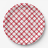 Rustikale rote Gingham-Tischdecke Pappteller (Vorderseite)