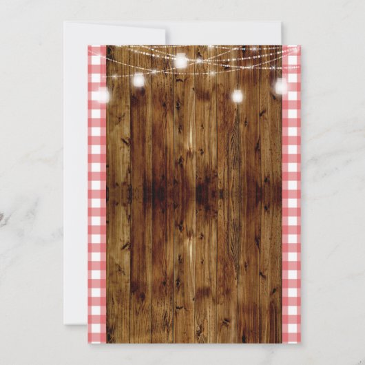 Rustikale Rote Gingham Vatertag GRILLEN Einladung (Rückseite)