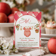 Rustikale rote Gingham-Wäscheleine Apfel-Baby-Part