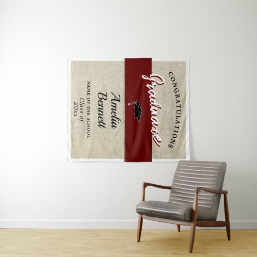 Rustikale Rote Gratulation Graduation Party Wandteppich (Beispiel (Horizontal))