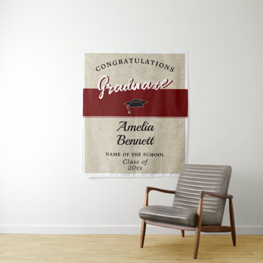 Rustikale Rote Gratulation Graduation Party Wandteppich (Beispiel)