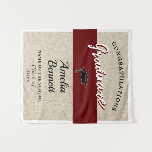 Rustikale Rote Gratulation Graduation Party Wandteppich (Vorderseite (Horizontal))