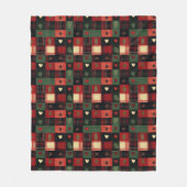 Rustikale Rote Grünen Karierte Herzen Weihnachtsfe Fleecedecke (Vorderseite)