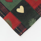 Rustikale Rote Grünen Karierte Herzen Weihnachtsfe Fleecedecke (Ecke)