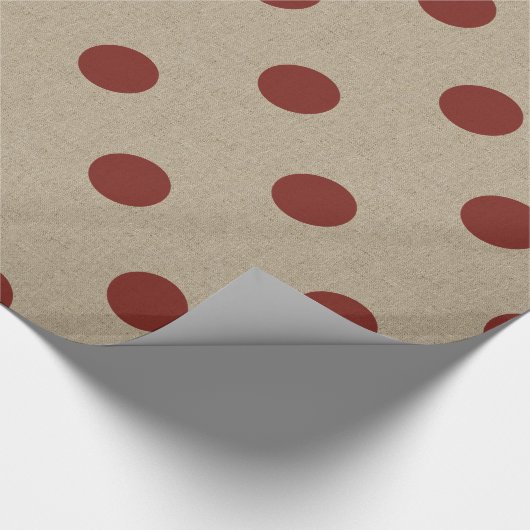Rustikale Rote Imitate Burlap Polka Dot Muster Geschenkpapier (Ecke)