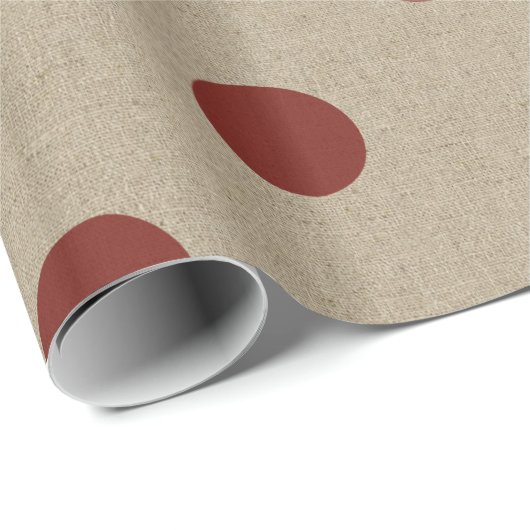 Rustikale Rote Imitate Burlap Polka Dot Muster Geschenkpapier (Rolleneckpunkt)