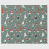 Rustikale rote Leuchttürme Boote in Sturmsee 2 Geschenkpapier (Flach)