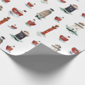 Rustikale rote Leuchtturme Boote in Sturmsee 3 Geschenkpapier (Ecke)