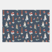 Rustikale rote Leuchttürme und Boote in Sturmsee Geschenkpapier Set (Vorderseite)