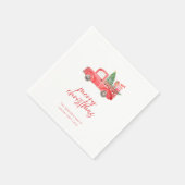 Rustikale rote LKW-Weihnachtsfeier Serviette (Ecke)