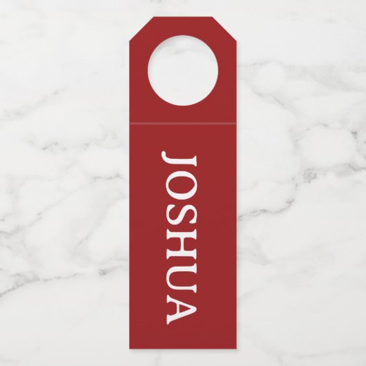 Rustikale Rote Namensmarke für Weihnachten Strumpf Flaschenanhänger (Vorderseite)