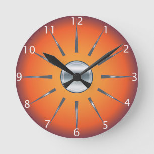 Rustikale rote orange Wanduhr