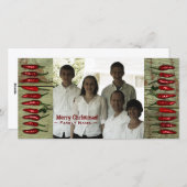 Rustikale rote Paprikaschoten-grüne hölzerne Feiertagskarte (Vorne/Hinten)