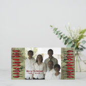 Rustikale rote Paprikaschoten-grüne hölzerne Feiertagskarte (Stehend Vorderseite)