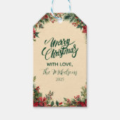 Rustikale Rote Poinsettia Feiertage Party Geschenkanhänger (Vorderseite)