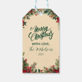 Rustikale Rote Poinsettia Feiertage Party Geschenkanhänger (Rückseite)