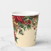 Rustikale Rote Poinsettia Feiertage Party Pappbecher (Vorderseite)