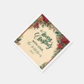 Rustikale Rote Poinsettia Feiertage Party Serviette (Ecke)