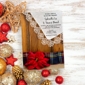 Rustikale Rote Poinsettia Karierte Wintermärsche H Einladung