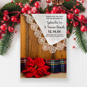 Rustikale Rote Poinsettia Karierter Winter Save th Einladung