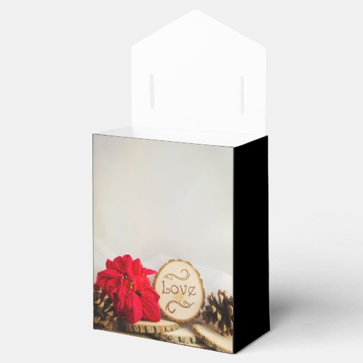 Rustikale Rote Poinsettia Winterhochzeit Geschenkschachtel (Geöffnet)