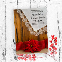 Rustikale Rote Poinsettia Winterhochzeit Save the 