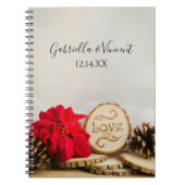 Rustikale Rote Poinsettia Woodland Winter Wedding Notizblock (Vorderseite)