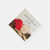 Rustikale Rote Poinsettia Woodland Winter Wedding Serviette (Ecke)