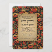 Rustikale rote Poppies, Vintage Hochzeit von Holz Einladung (Vorderseite)