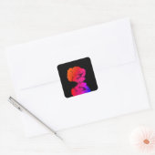 Rustikale Rote Rose Blumenkohl Wassertropfen Kunst Quadratischer Aufkleber (Umschlag)