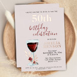 Rustikale Rote Rose Botanische 50. Geburtstag Folieneinladung<br><div class="desc">Rustikale Rotweingläser Rose Botanische 50. Geburtstagsfoil Einladung. Rustikales Aquarellweinglas mit rote Rosen und Zweigen auf einem rosafarbenen Hintergrund. Alter und Name sind Goldfolie - man kann sie in Silberfolie oder Goldfolie umtauschen. Ideal für eine Frau,  die ihren fünfzigsten Geburtstag feiert.</div>
