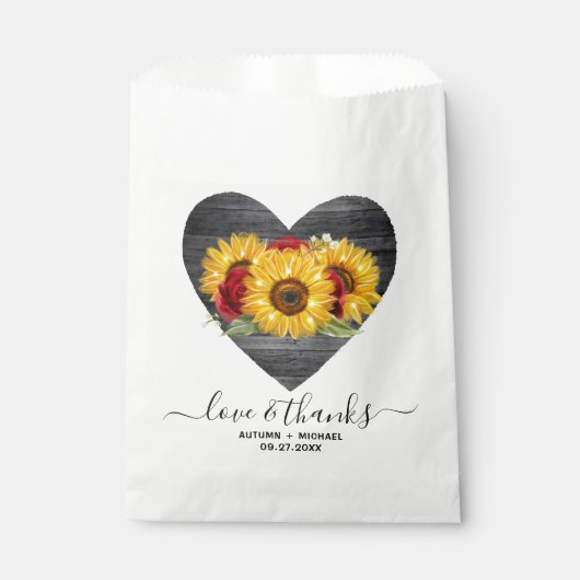 Rustikale Rote Rose Hochzeitsfeier Geschenktütchen (Vorderseite)