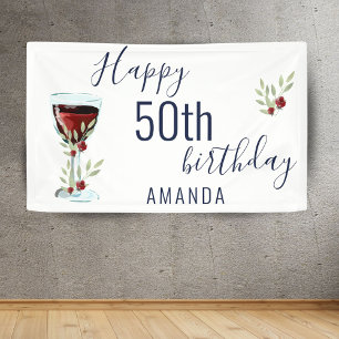 Rustikale Rote Rose Wasserfarbe 50. Geburtstag Banner