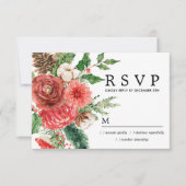 Rustikale Rote Rose Winter Botanische Hochzeit RSV RSVP Karte (Vorderseite)