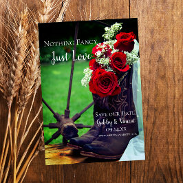 Rustikale Rote Rosen Cowboy Boots Western Hochzeit Save The Date