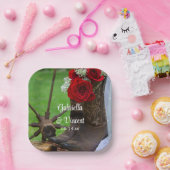 Rustikale Rote Rosen und Cowboy Boots Western Wedd Pappteller (Party)