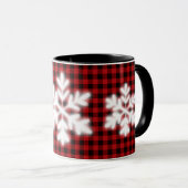 Rustikale, rote, rustikale karierte Schneeflocken Tasse (VorderseiteRechts)