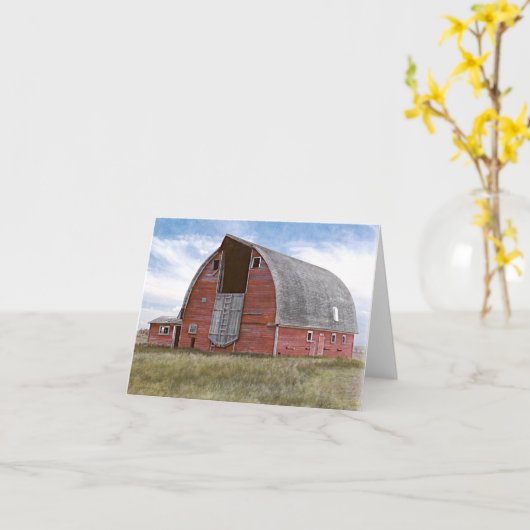 Rustikale rote Scheune Karte (Gelbe Blume)