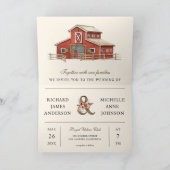 Rustikale rote Scheune Landhochzeit QR-Code Hochze Einladung (Innenseite)