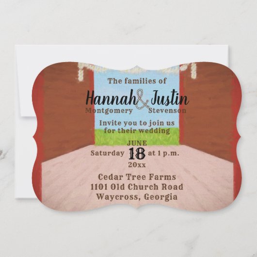 Rustikale rote Scheunen-und Einladung (Rückseite)