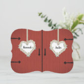 Rustikale rote Scheunen-und Einladung (Stehend Vorderseite)