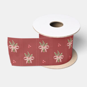 Rustikale rote Schleifen Weihnachten Satinband