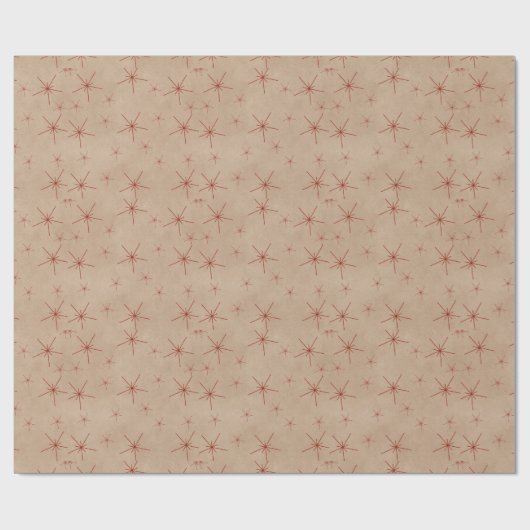 Rustikale Rote Schneeflocken Kraft Urlaub Geschenkpapier (Flach)