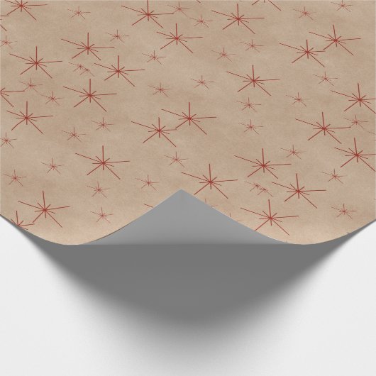 Rustikale Rote Schneeflocken Kraft Urlaub Geschenkpapier (Ecke)