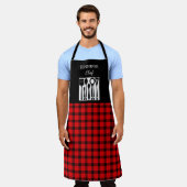 rustikale rote schwarze karierte Monogrammbezeichn Schürze (Getragen)