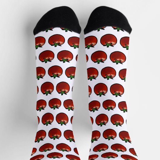 Rustikale rote Tomaten-Botanik-Kunst Socken (Oben)