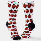 Rustikale rote Tomaten-Botanik-Kunst Socken (Gewinkelt)