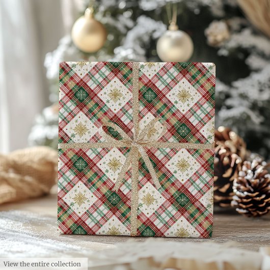 Rustikale rote und grüne Wasserfarbe-Grün-Geschenk Geschenkpapier
