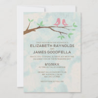 Rustikale rote Vogel-Hochzeitseinladungen